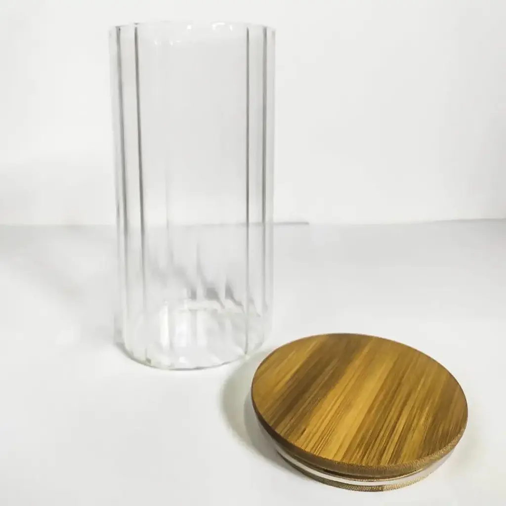 Ємність скляна Vittora з дерев'яною кришкою кругла смугаста 1300 мл VT-7613 (135499) - фото 2