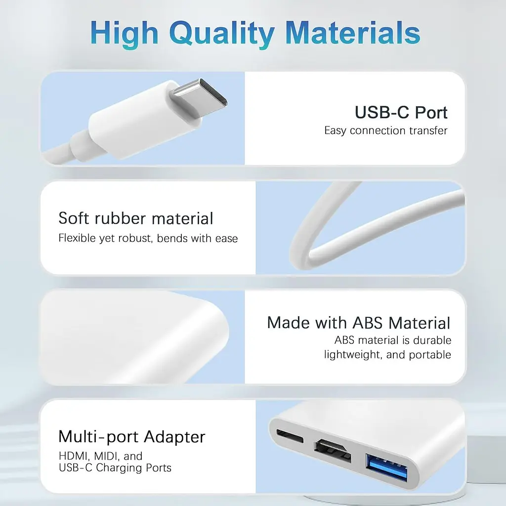 Адаптер USB-C 3в1 HDMI 4K для iPhone 15/16 з USB та зарядкою 100W - фото 2