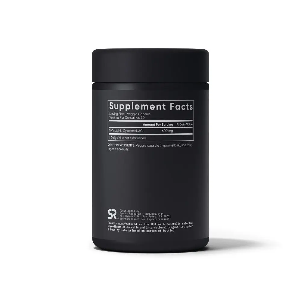 N-ацетил-L-цистеїн Sports Research NAC 600 mg, 90 вегакапсул - фото 2