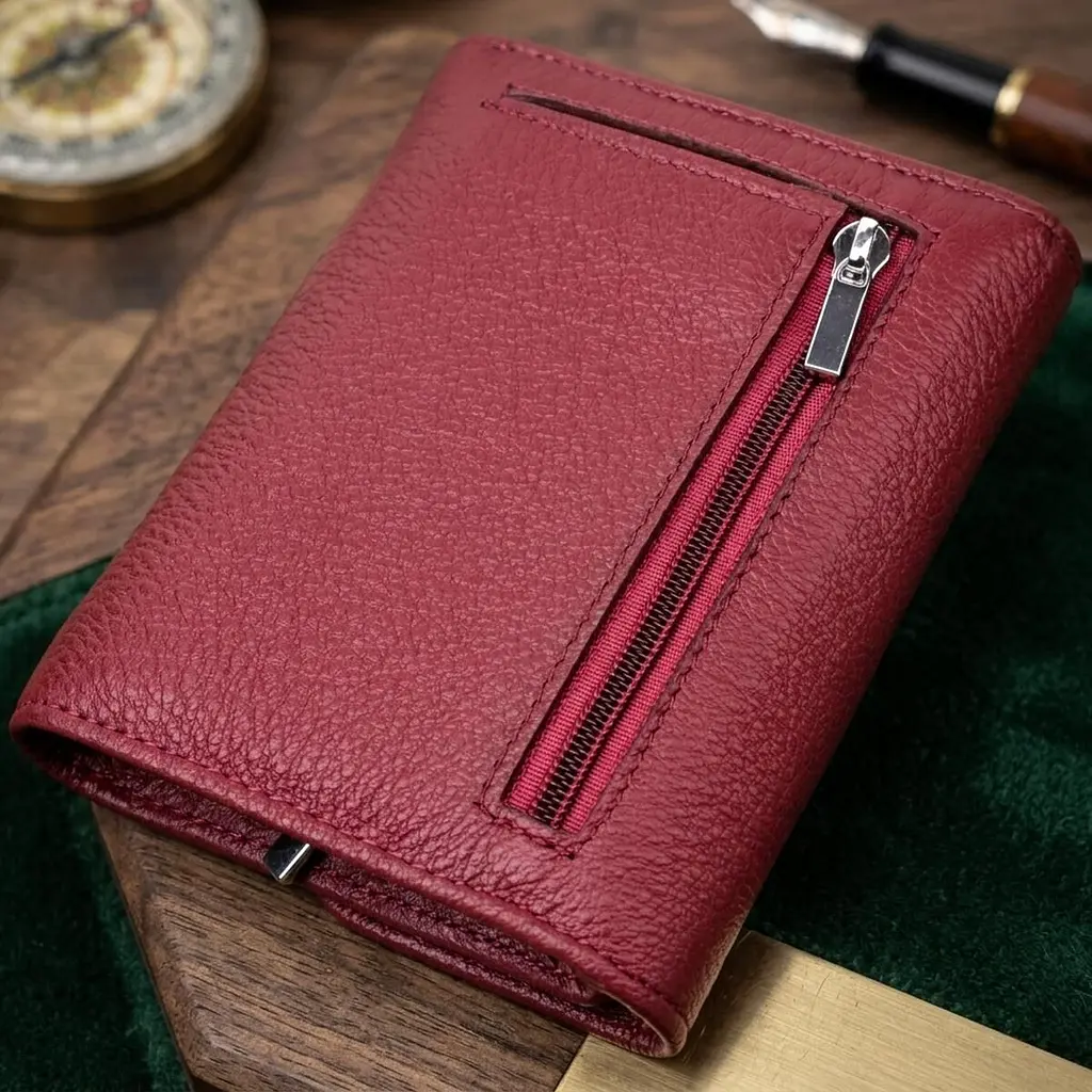 Шкіряний жіночий гаманець із монетницею ST Leather 19480 бордовий - фото 3