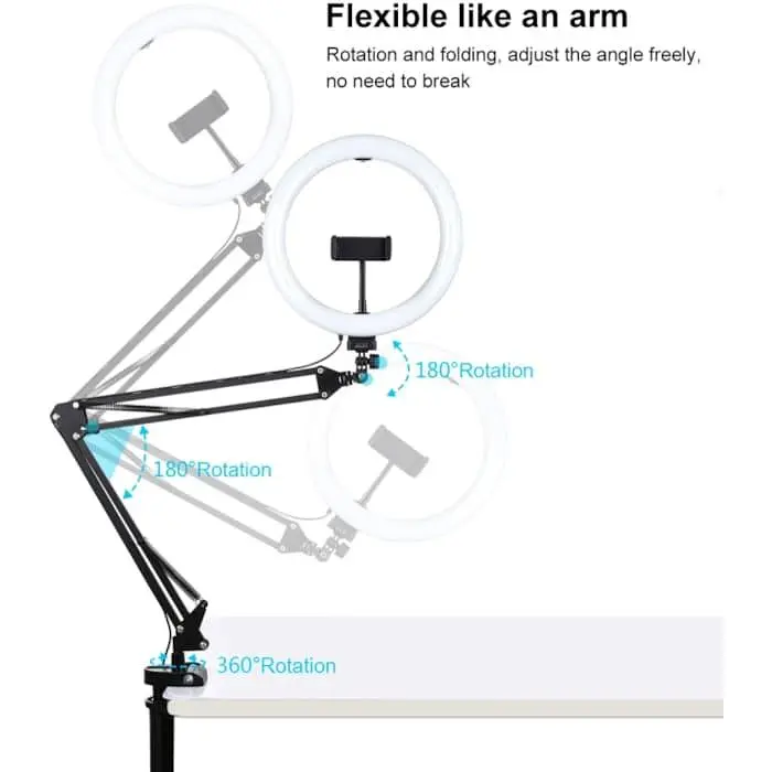 Кильцева USB LED лампа Puluz PKT3090B 10,2" зи струбциною - фото 4