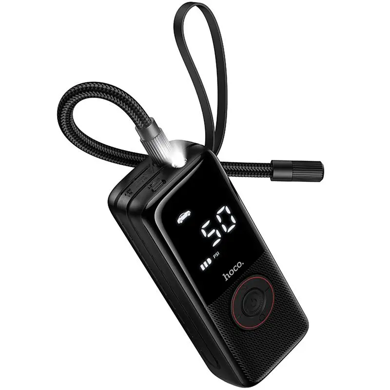 Автомобільний насос Hoco ZP18 Enlighten smart air pump Black - фото 6