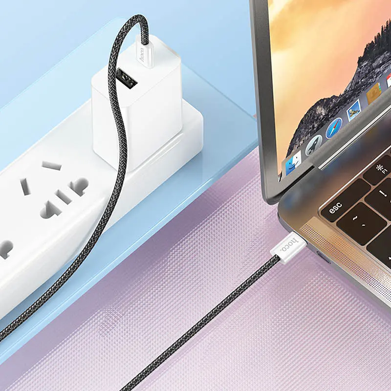 Дата кабель Hoco X104 Source 60W Type-C to Type-C (1m) Black - фото 3