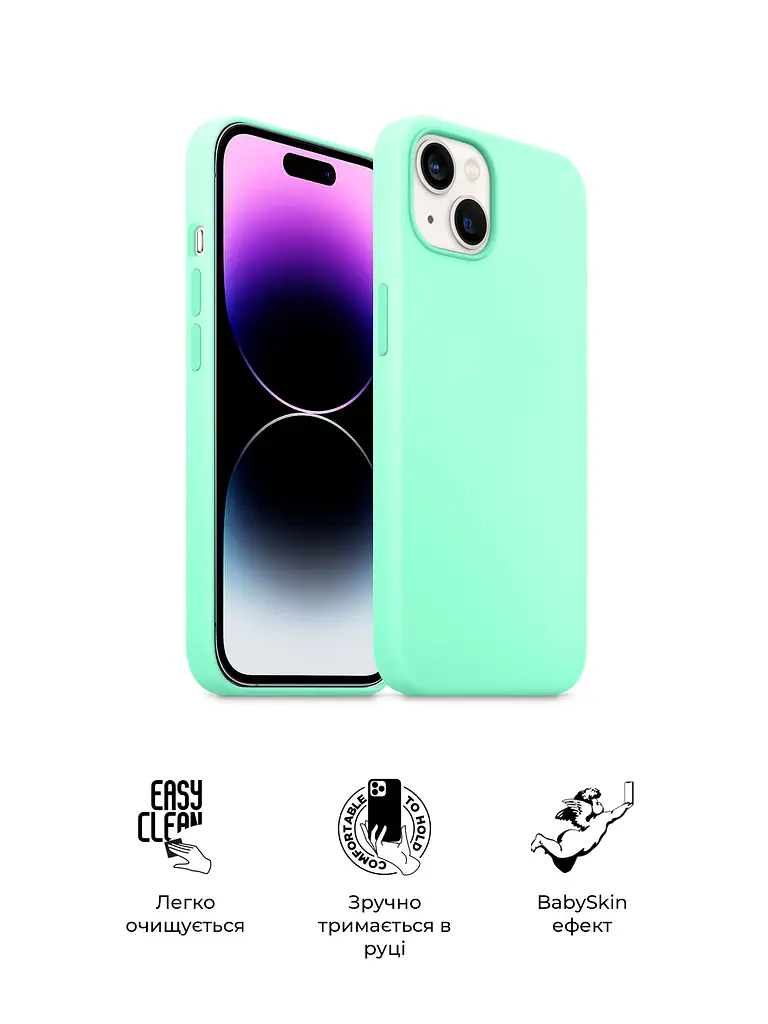 Силиконовый чехол для Apple iPhone 14, ICON2 Case, зеленый, противоударный, панель, защита всего корпуса, матовая поверхность Soft Touch, выступает над дисплеем, совместим с защитными стеклами и пленками, с микрофиброй, ArmorStandart (ARM63591) - фото 3