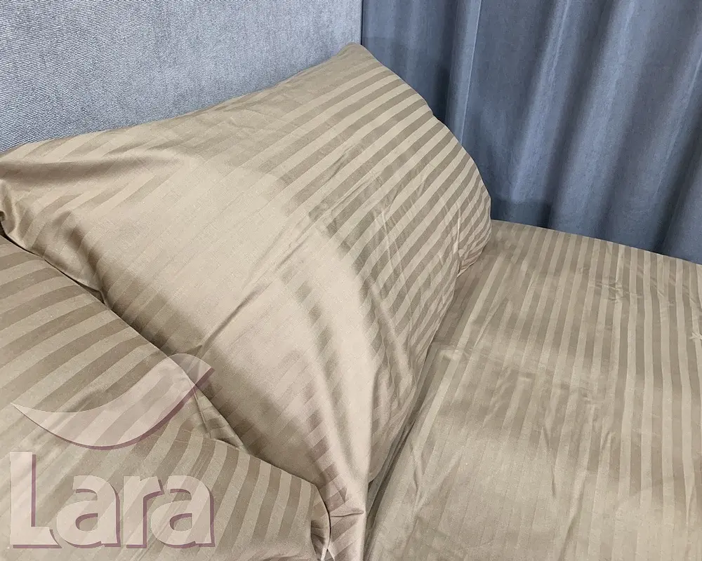 Постільна білизна LARA сатин-страйп Natural d13103d двоспальна - фото 7