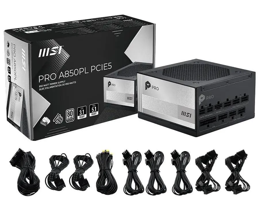 Блок живлення MSI PRO 850W PCIE5 80+ Platinum (PRO A850PL PCIE5) Black - фото 5