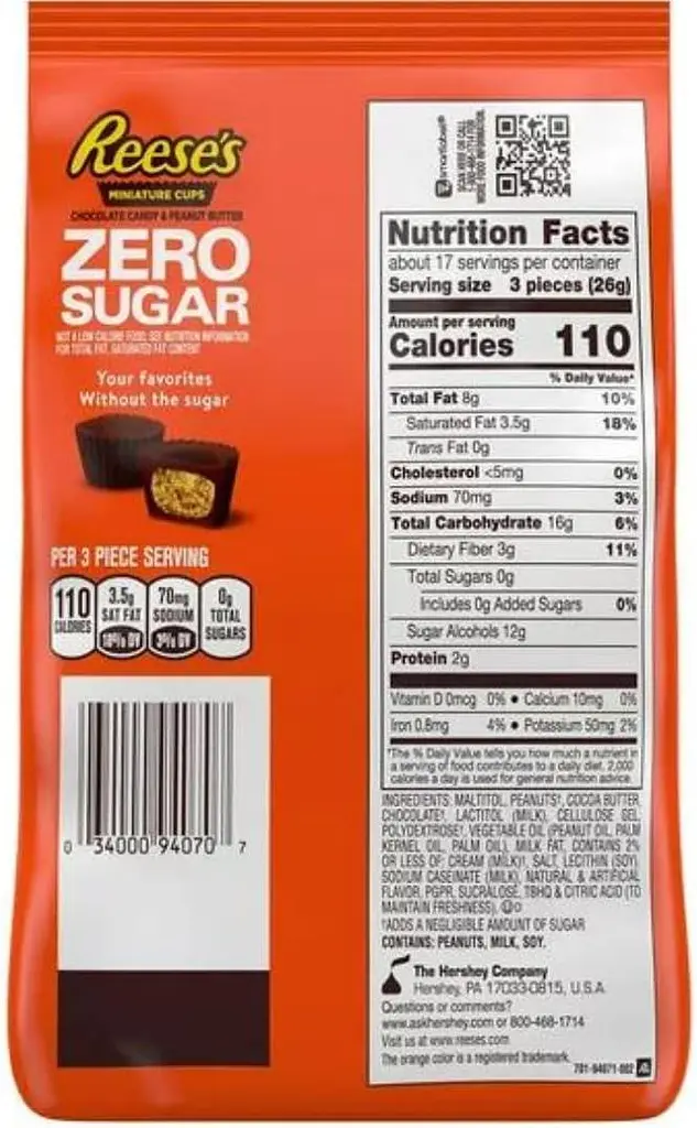 Шоколадні цукерки Reese's Zero Sugar Miniatures Chocolate Peanut Butter Cups 439г - фото 2