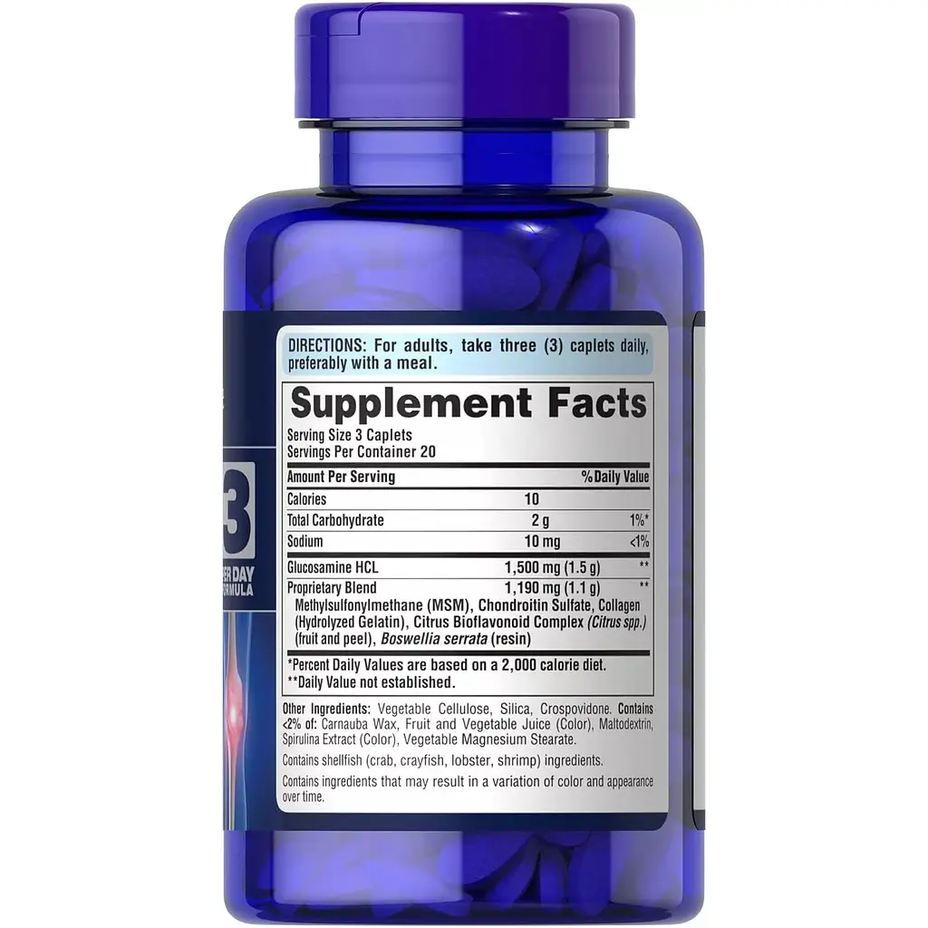 Глюкозамін хондроїтин і МСМ Puritan's Pride Glucosamine Chondroitin MSM Double Strength 60 капсул - фото 2