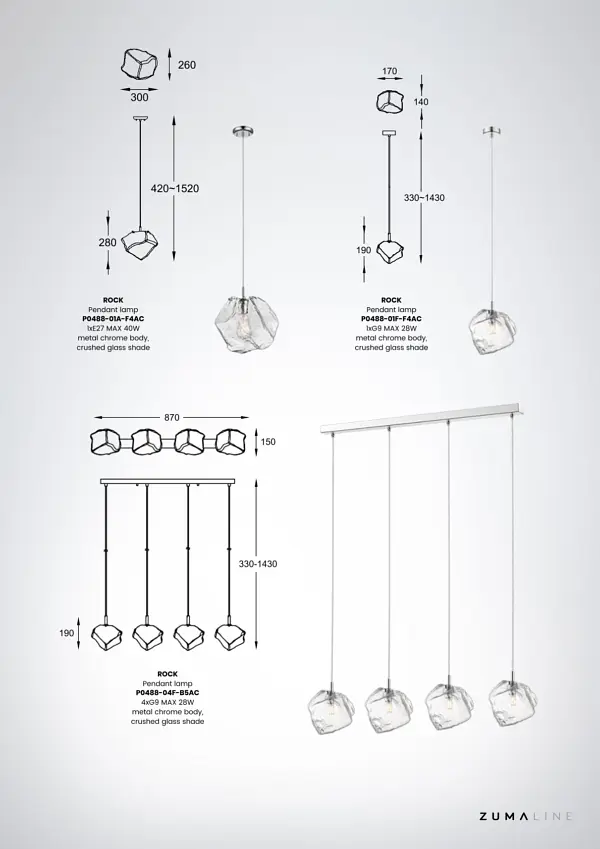Підвісний світильник Zuma Line P0488-01A-F4AC ROCK - фото 5