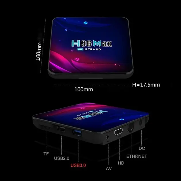 Смарт ТВ Smart TV Box Android H96 4/64 Gb MAX V11, медиаплеер IPTV - фото 6