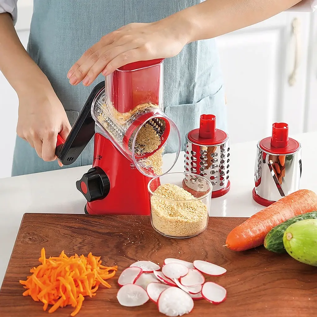 Універсальна ручна овочерізка подрібнювач терка мультислайсер, Kitchen Master Червоний 85795 - фото 2