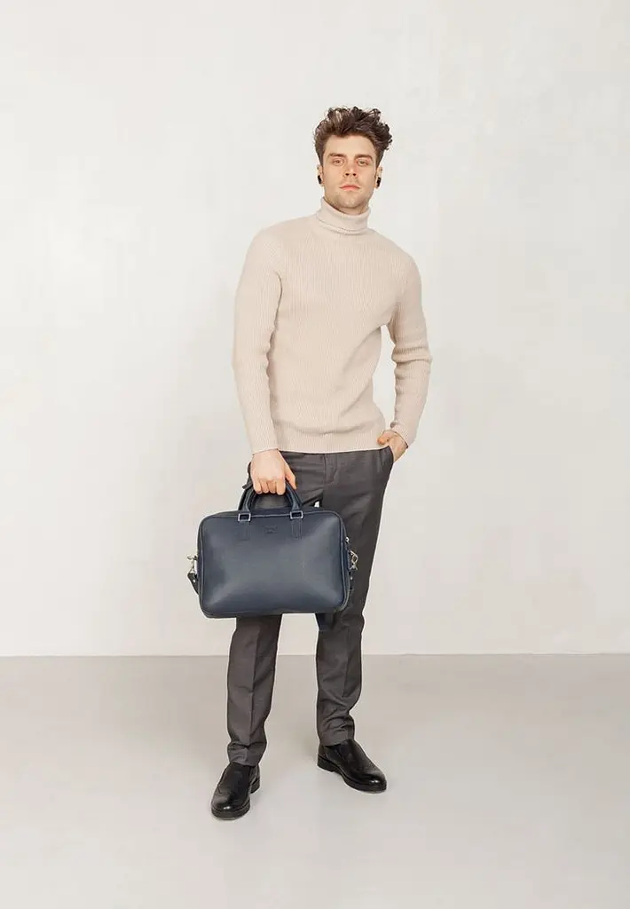 Шкіряна ділова сумка Briefcase 2.0 синій Флотар - фото 4