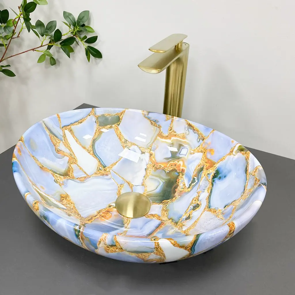 Умивальник VBI Parma marble blue glossy накладний VBI-011016, Цветной - фото 3