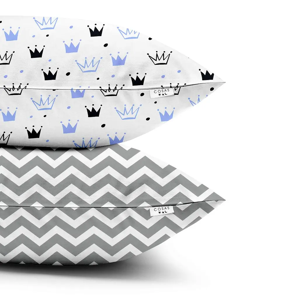Набір наволочок Cosas Crown 50х70 см блакитний (SetPillow_CrownBlue_ZigZagGrey_50х70) - фото 4