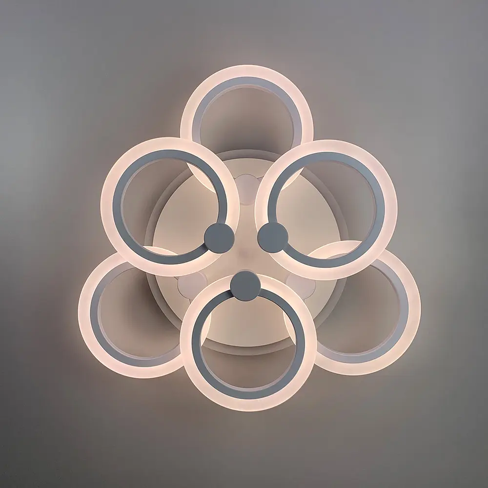 Светодиодная белая люстра Senta на 6 колец Line.F A 2374/3+3S WH - фото 6