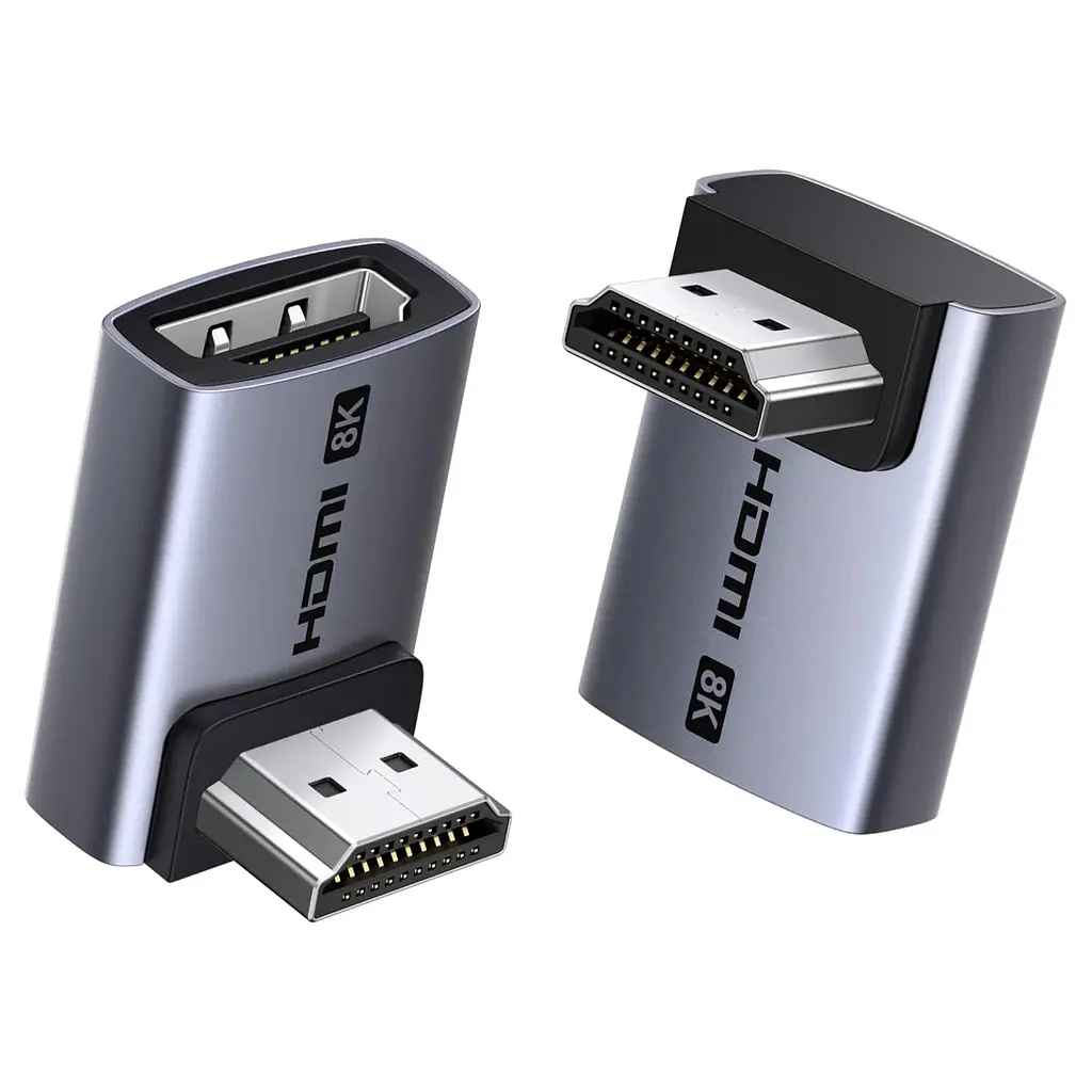 HDMI-перехідники UGREEN HD189 2.1 кутові 90°/270° 8K 60 Гц 2 шт. сірі (85632)