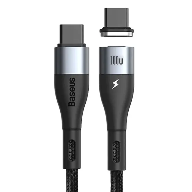 Кабель Baseus Zinc Magnetic Safe Fast Charging Cable Type-C to Type-C 100W 1.5m CATXC-Q01 Black - фото 2