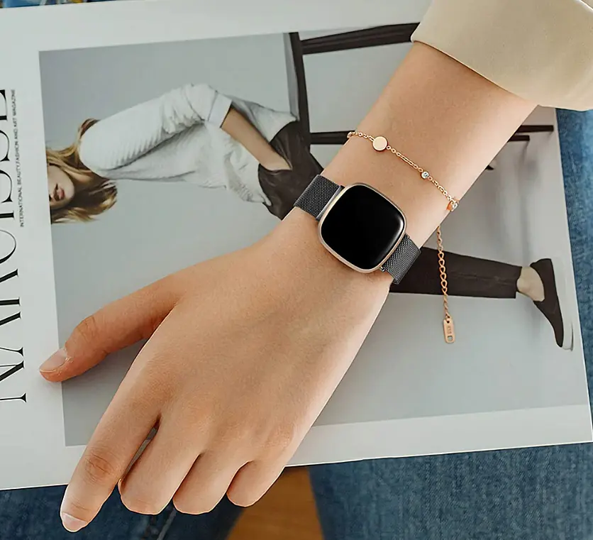 Міланський сітчастий ремінець Primo для годинника Fitbit Versa 4/Fitbit Sense 2 Black - фото 6