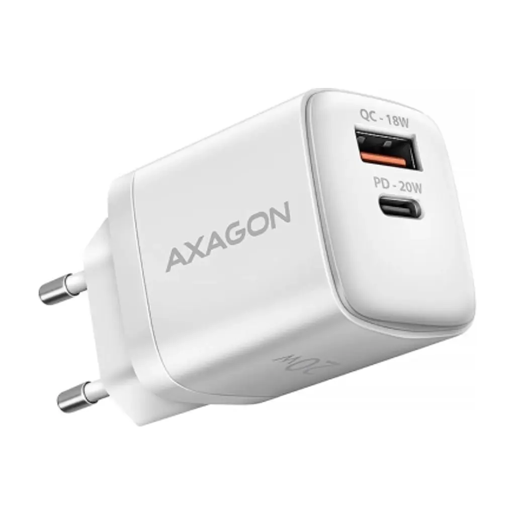 Зарядний пристрій AXAGON 1xUSB QC3.0 + 1xUSB-C PD20W white (ACU-PQ20W) - фото 2
