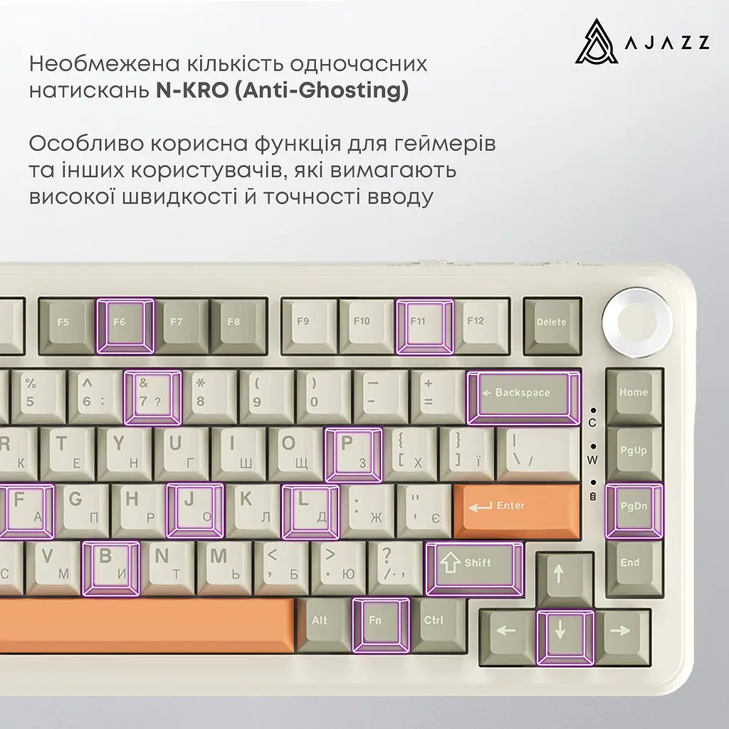 Клавіатура Ajazz AK820 MAX Flying Fish Switch Retro Colour (AK820MAX-FF-R) [142203] - фото 7