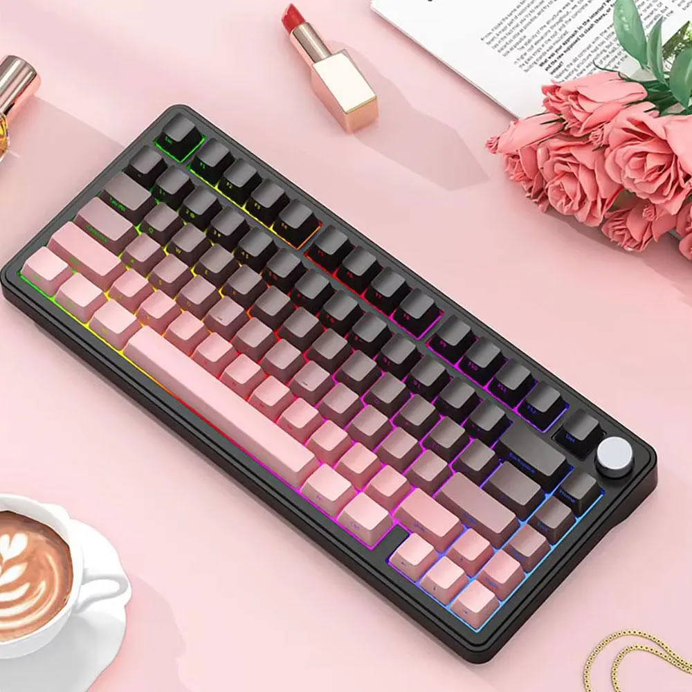 Бездротова клавіатура ATTACK Shark X85 Pink 75% | RGB підсвітка | бокове гравіювання - фото 4