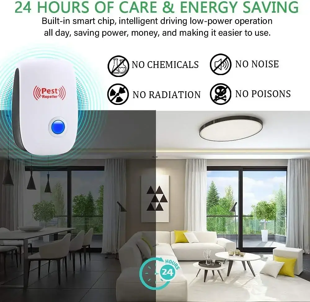 Ультразвуковий відлякувач шкідників Pest Repeller Ultrasonic Pest Repeller, 6 шт - фото 5