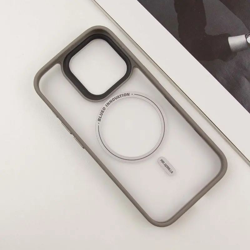 TPU+PC чохол Blueo Skin Friendly Frosted with MagSafe для Apple iPhone 15 Pro Max (6.7) Сірий / Grey - фото 4