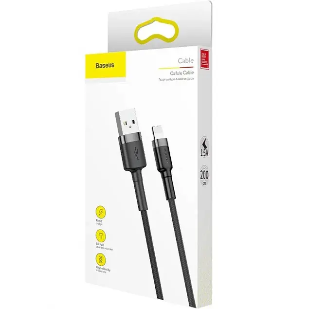 Кабель Baseus Cafule Cable USB for Lightning Gray/Black 2м (CALKLF-CG1) [73378] - фото 5