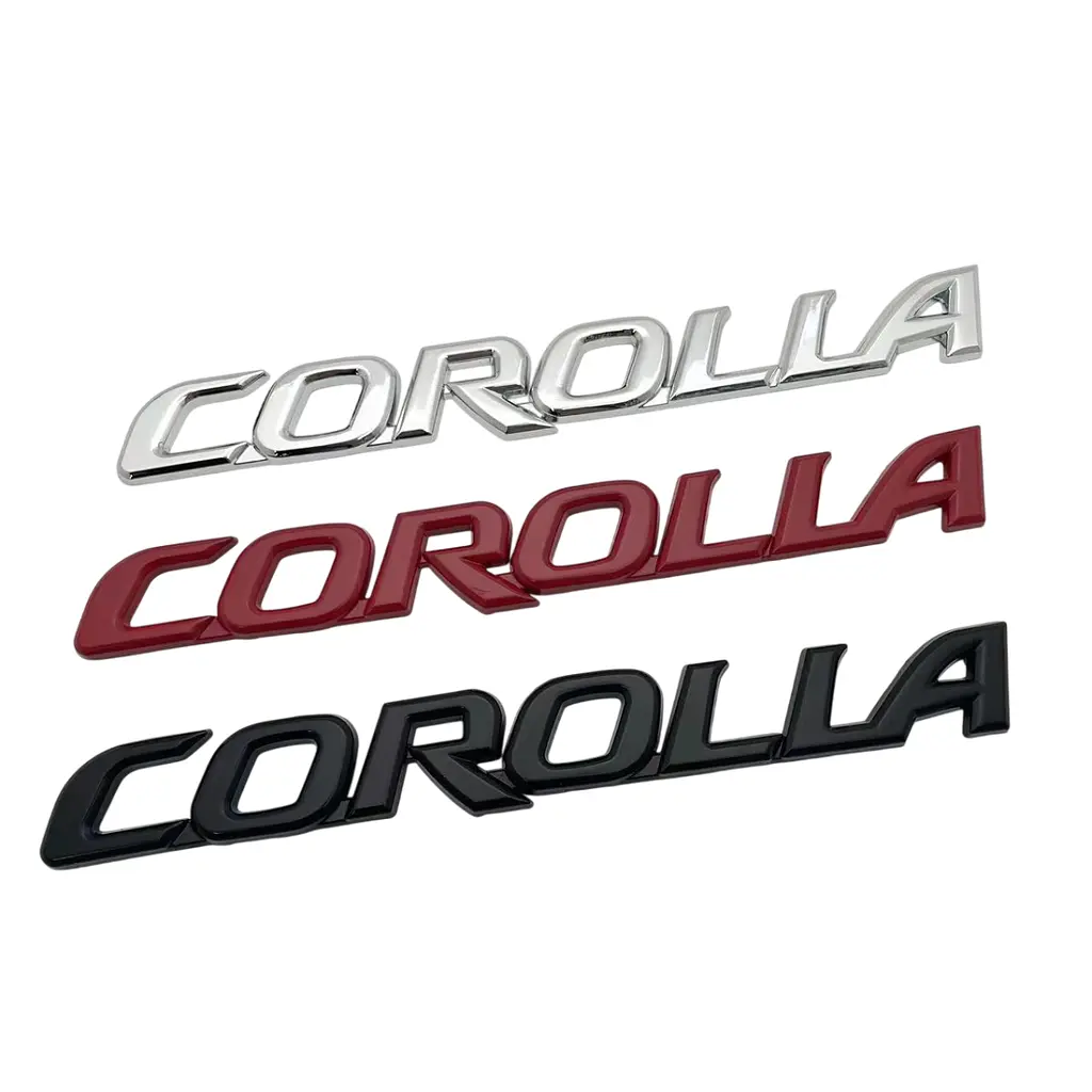Емблема напис Corolla для Toyota Червона 177х22 мм метал на скотчі (Завод) - фото 2