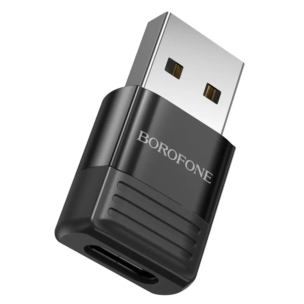 Адаптер переходник Borofone BV18 ​​USB to Type-C F черный - фото 3