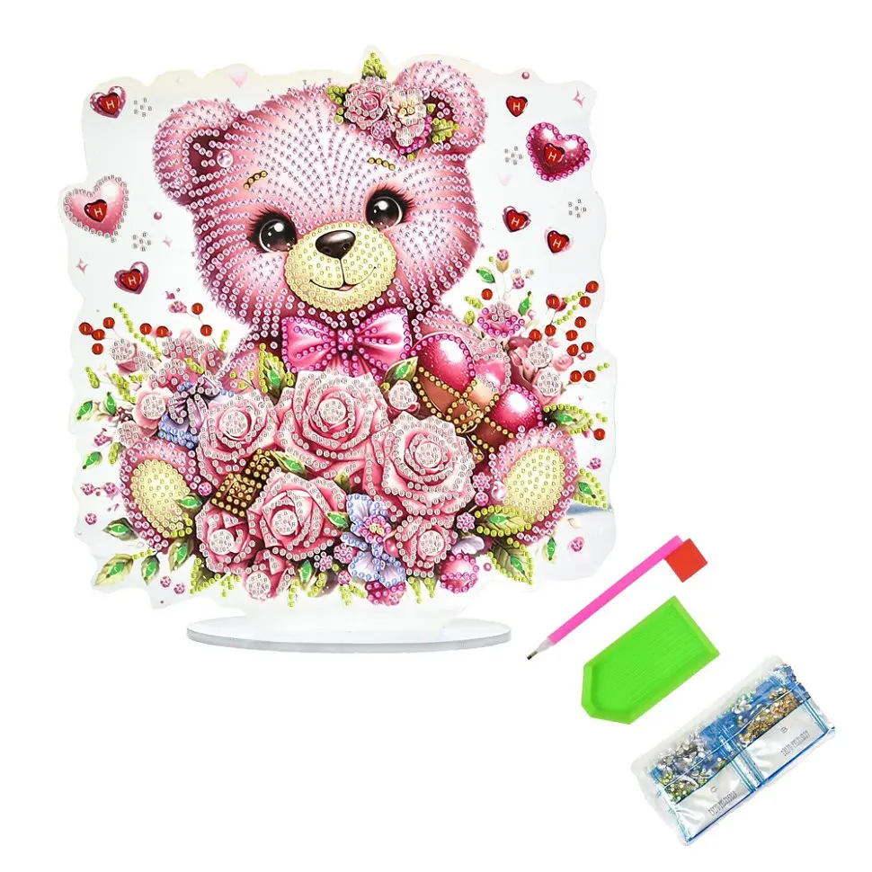 Набір для творчості алмазна мозаїка "Ніжний ведмедик" YKLZ15263 на підставці 25х25 см - фото 2
