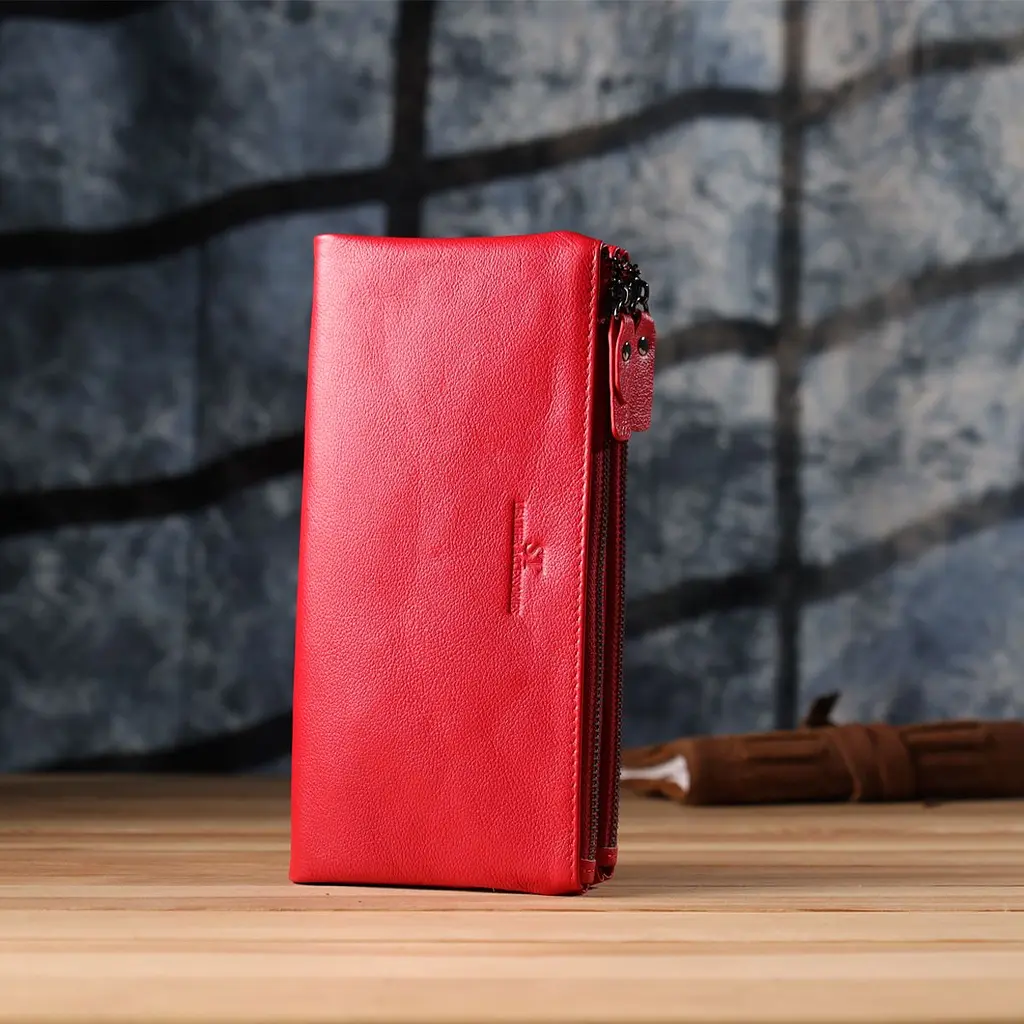 Шкіряний жіночий гаманець на три відділення ST Leather 23109 червоний - фото 9