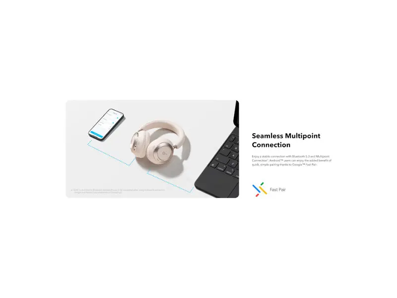 Навушники з мікрофоном ANKER Soundcore Space One Pro Cream White - фото 11