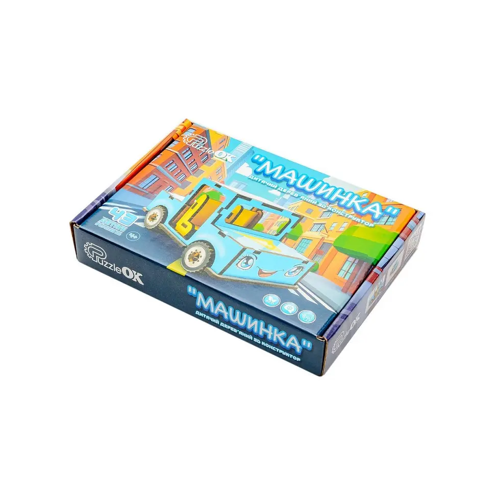 Дитячий дерев'яний 3D конструктор "Машинка" Puz-00930, 43 деталі - фото 6