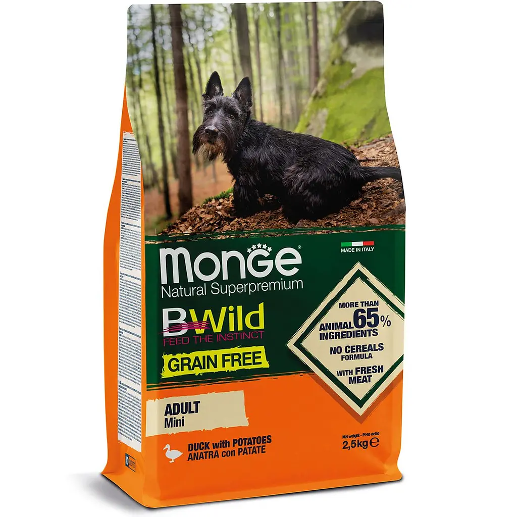 Беззерновий Сухий корм для дорослих собак дрібних порід Monge BWild Mini Adult Duck з м'ясом качки 15 кг - фото 2