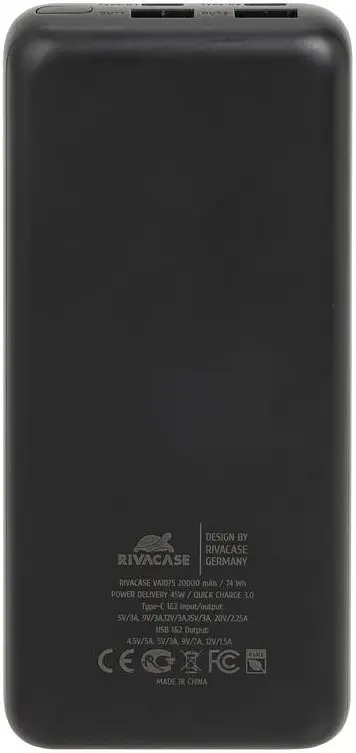 Портативний акумулятор (УМБ) RivaCase Rivapower VA1075 20000 mAh 45W - фото 3