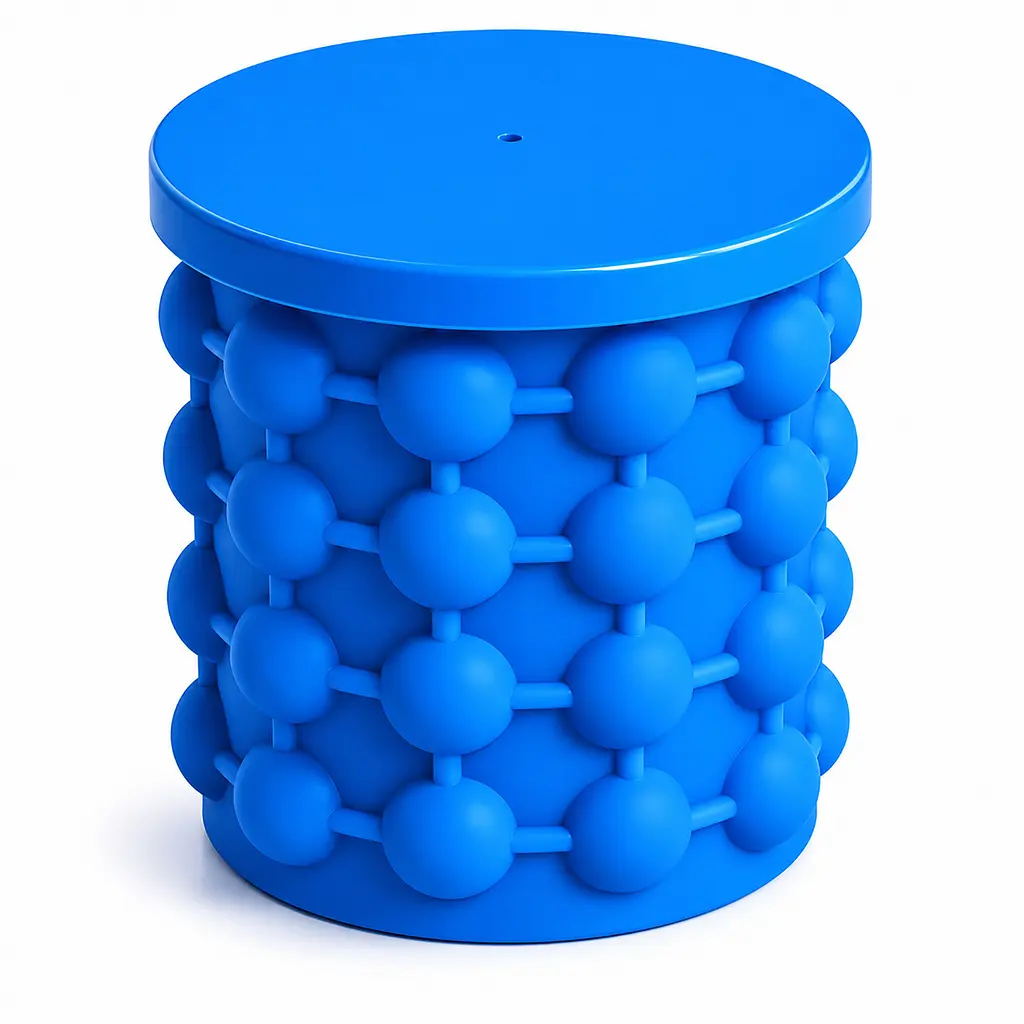 Силіконова форма відро для льоду з кришкою Ice Cube Maker Genie для охолодження напоїв Блакитний 88476 - фото 3