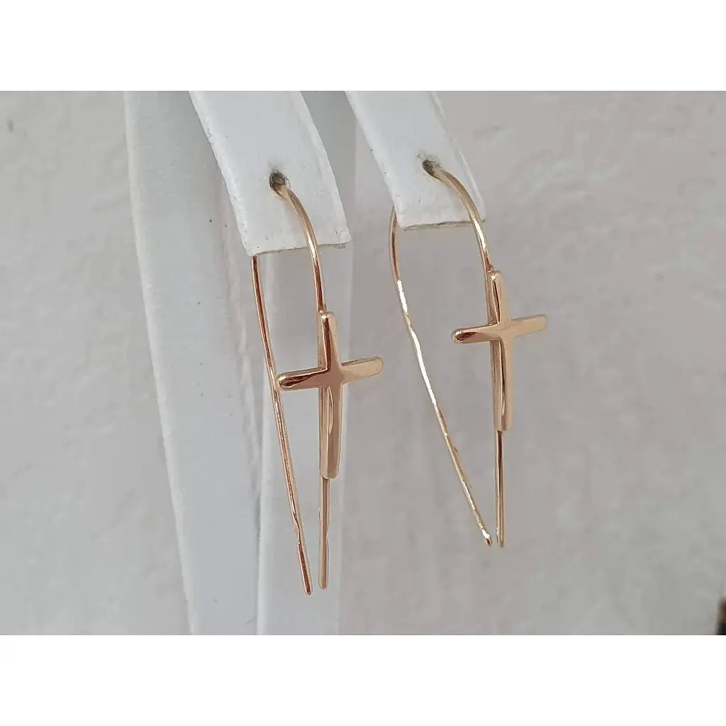 Золотые серьги Платон Крестики. 1С265/00Б - фото 4