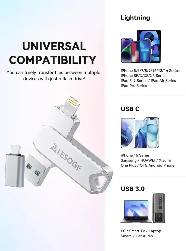 USB-накопичувач LESOGE Apple MFi Certified USB Flash Drive 128 ГБ - фото 4