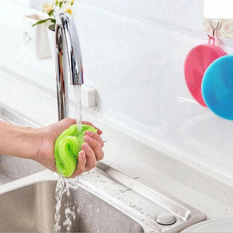 Губка мочалка прихватка для посуду силіконова Better Sponge 4 в 1, Kitchen Master Блакитний 85751 - фото 8