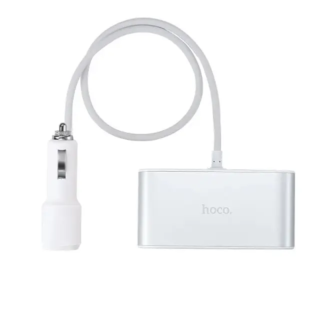 Автомобільний розгалужувач автозарядка Hoco Z13 + вольтметр та 2USB сірий - фото 6