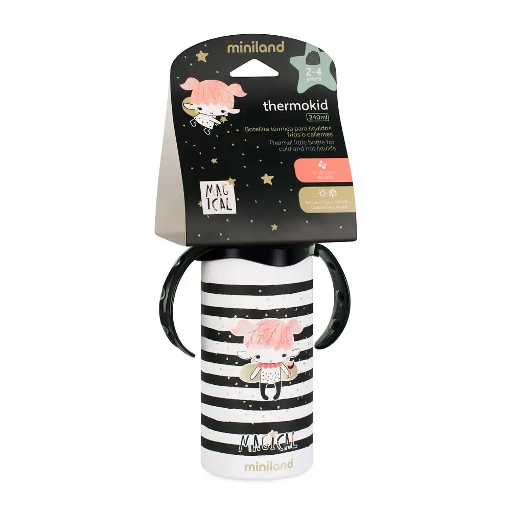 Термопоїльник Miniland Thermokid Magical, з трубочкою, 240 мл, білий з чорним (89358) - фото 6
