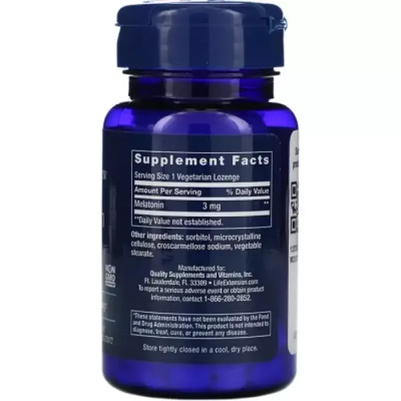 Антиоксидант Life Extension Мелатонін, Melatonin, 3 мг, 60 вегетаріанських льодяників (LEX-33206) - фото 2