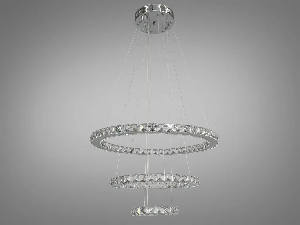 Люстра LED Diasha 7201-8W/580+400+200HR 66W, хром, дизайнерський стиль, регульована висота, пульт ДУ - фото 3