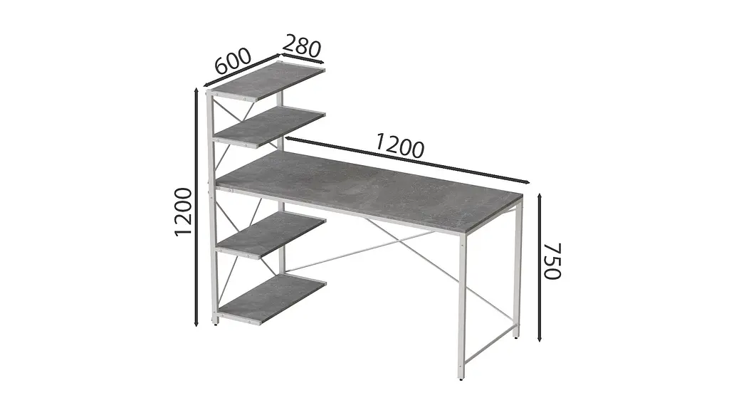 Комп'ютерний стіл Ferrum-decor Джек 75x120x60 Білий ДСП Бетон (FRD-104392) - фото 3