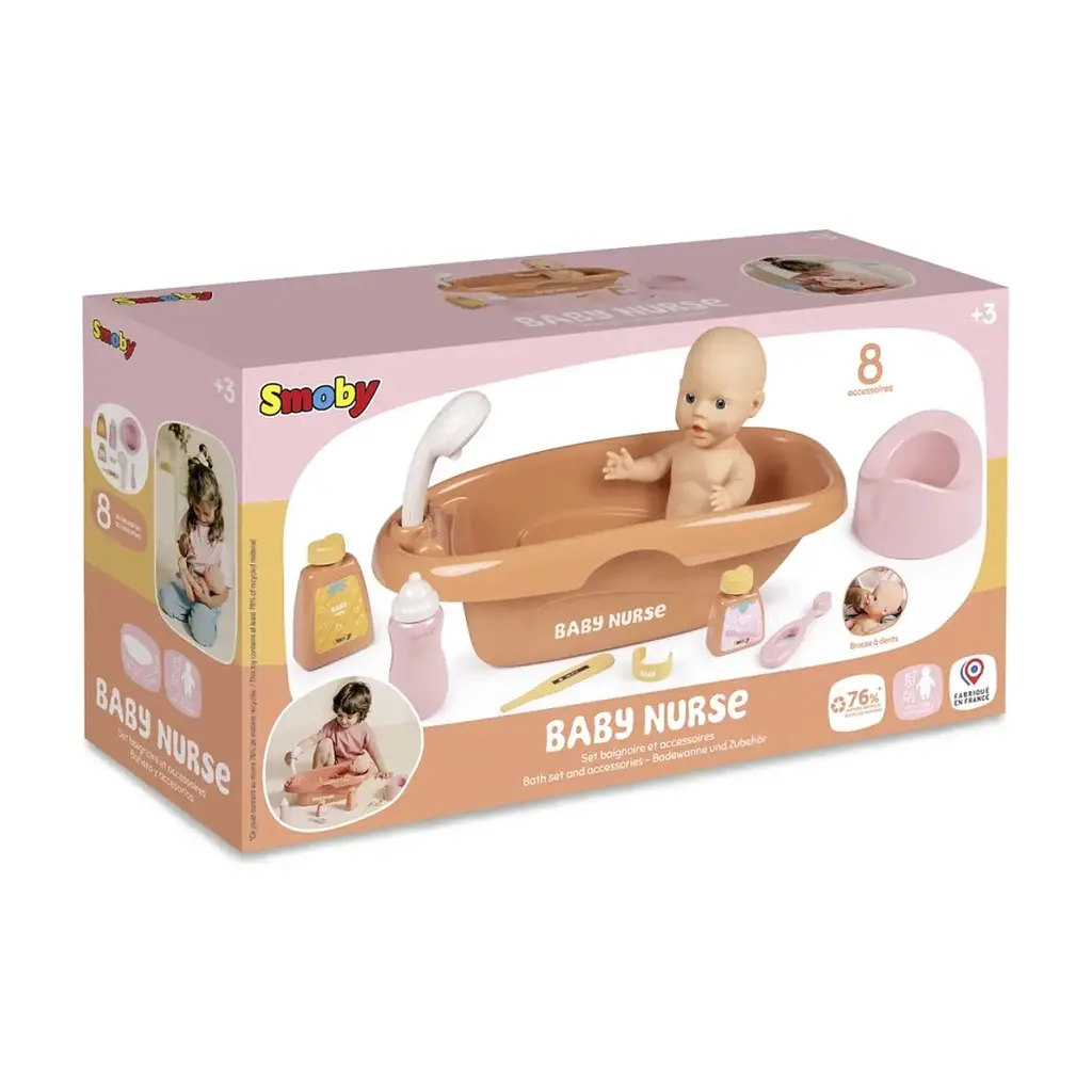 Игровой набор Smoby Ванна для пупса Беби Ньорс. Терракотовая пудра из аксесс., 42 см (7600220383) - фото 3
