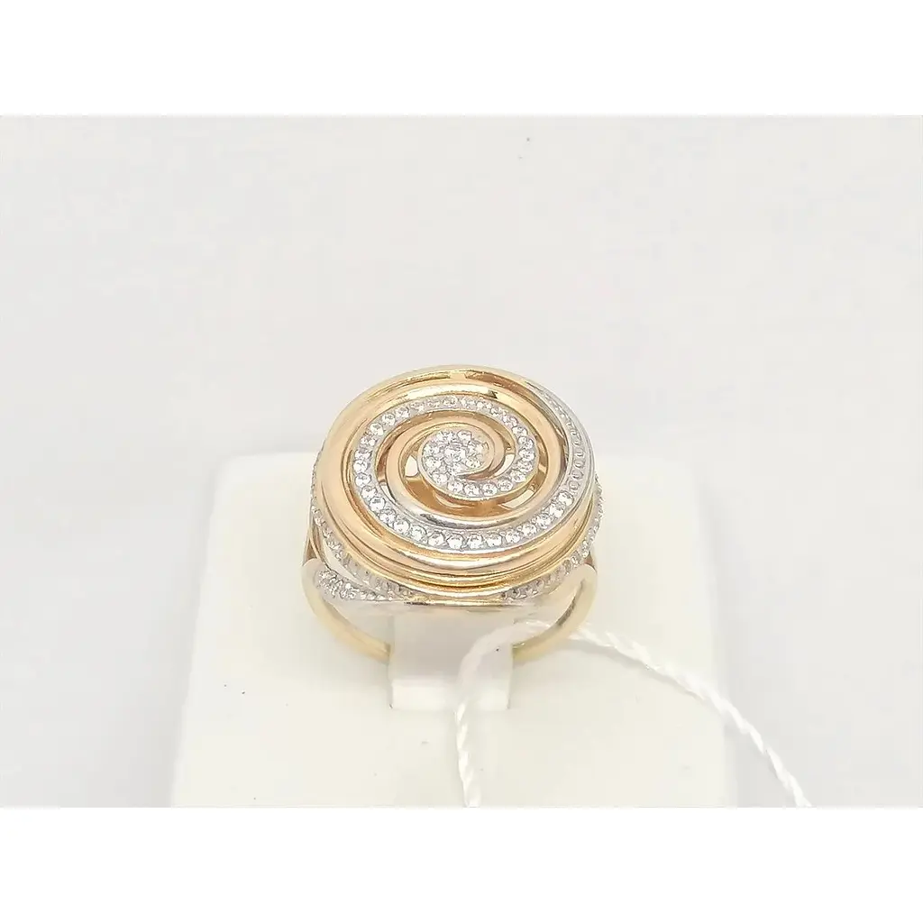 Золоте кільце Родинні коштовності з фіанітами. 1710379 17,5 - фото 2