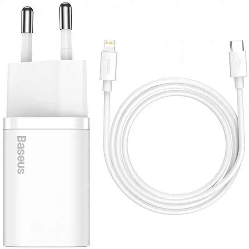 МЗП Super Si Quick Charger PD20W (1USB-C) + кабель Type-C to Lightning (TZCCSUP-B) Білий Baseus teh0029617 - фото 2