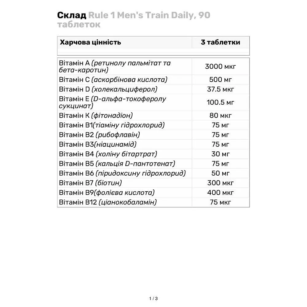 Вітаміни та мінерали Rule 1 Men's Train Daily 90 таблеток - фото 4