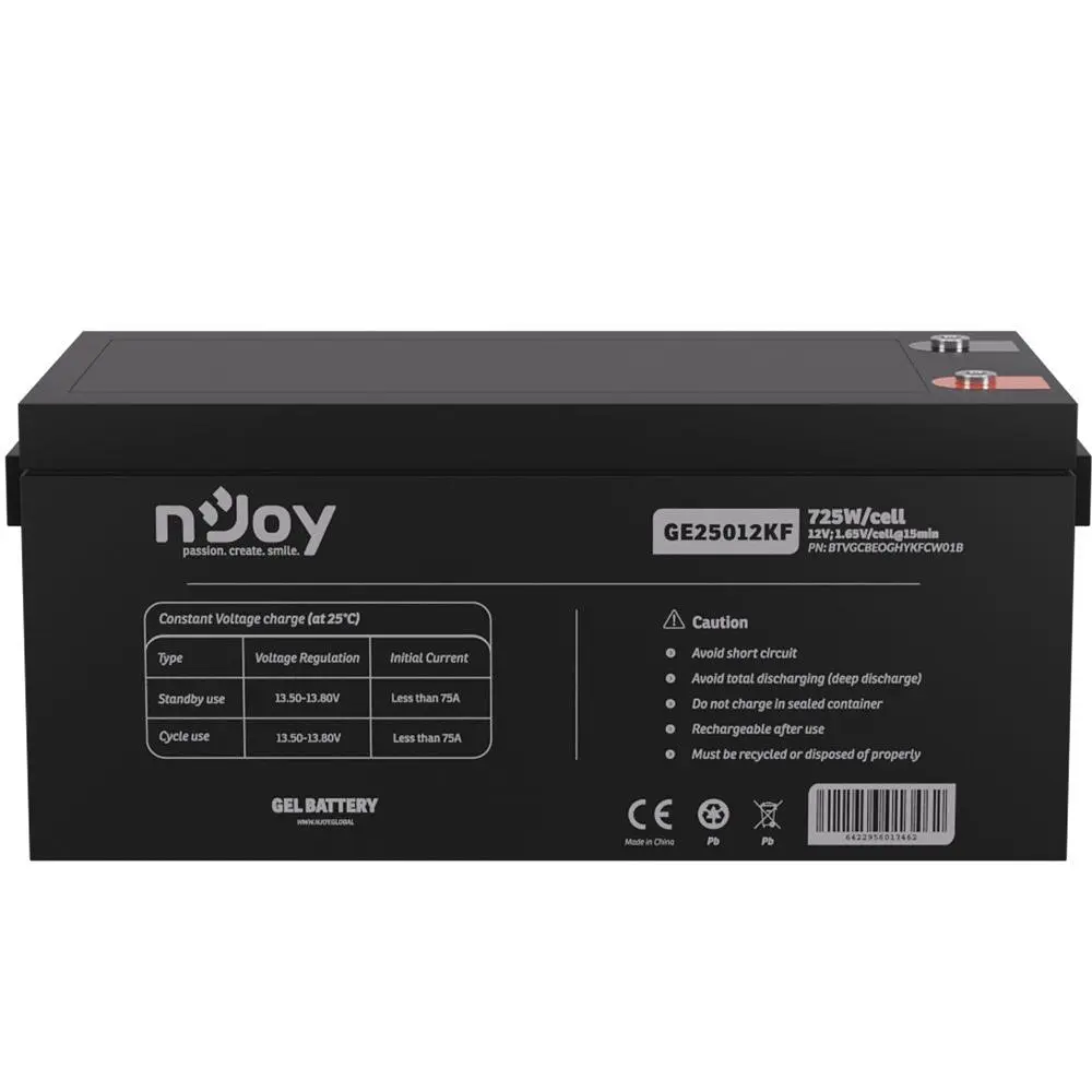 Акумуляторна батарея Njoy 12V 250AH (BTVGCBEOGHYKFCW01B) GEL (GE25012KF) - фото 4